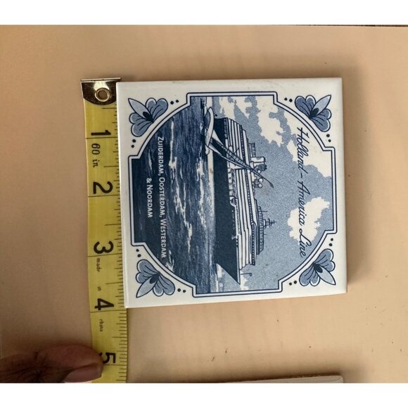 Holland America Line Ceramic Tile Coasters Set Of 2 With Cork Backing - Picture 5 of 6